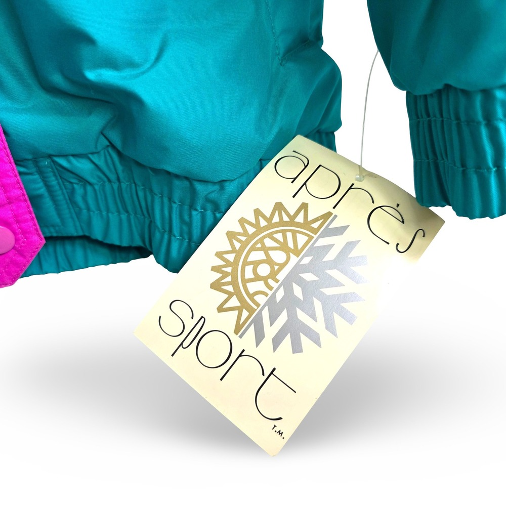 Vintage Apres Sport Ski Jacket Teal Purple Yellow Pink Retro 80s NEW w/ Tags NOS - Picture 4 of 15